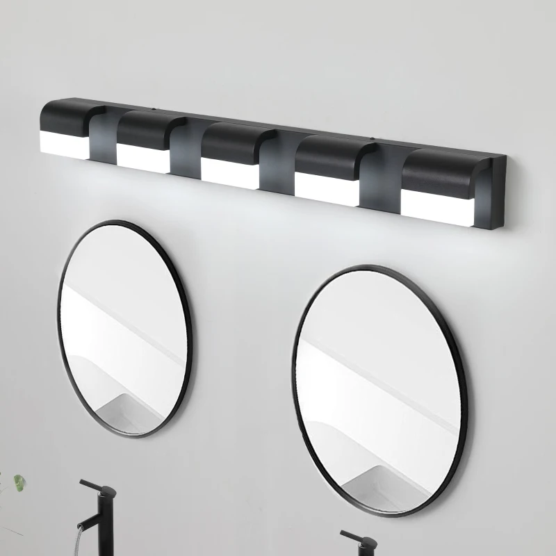 Modern Bathroom Vanity Lighting with 5-Light LED, Mirror Wall Fixture, Dimmable, Energy-Saving, 38" L x 3.5" W x 4.5" H, Black
