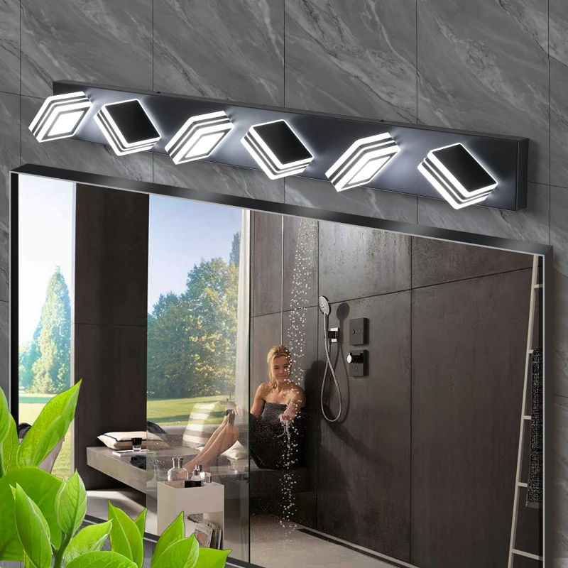 40" Modern 6-Light LED Vanity Light with Dimmable Function, Sleek Bathroom Wall Fixture, Energy-Efficient, 40.5" L x 4.5" W x 5" H, Black