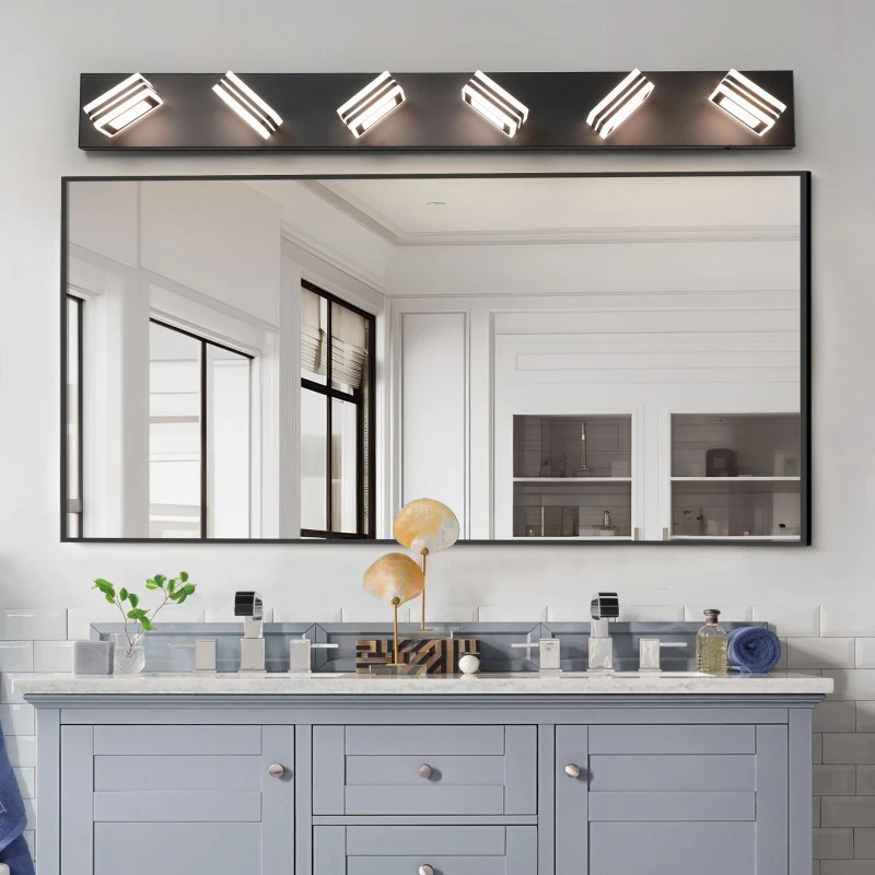 40" Modern 6-Light LED Vanity Light with Dimmable Function, Sleek Bathroom Wall Fixture, Energy-Efficient, 40.5" L x 4.5" W x 5" H, Black