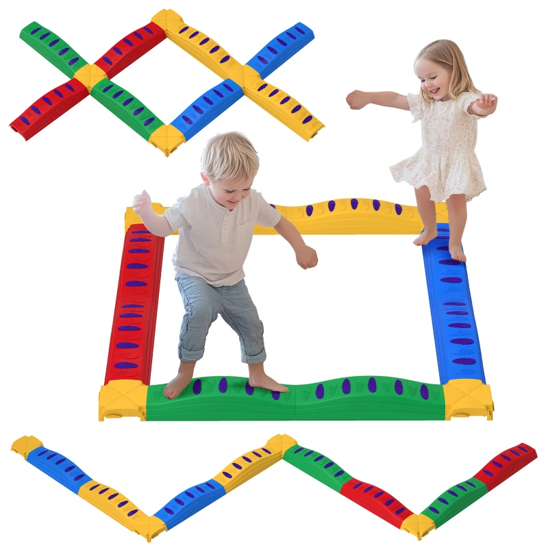 Qaba 12PCs Balance Beam with Non-Slip Foot Pads for 3-8 Years