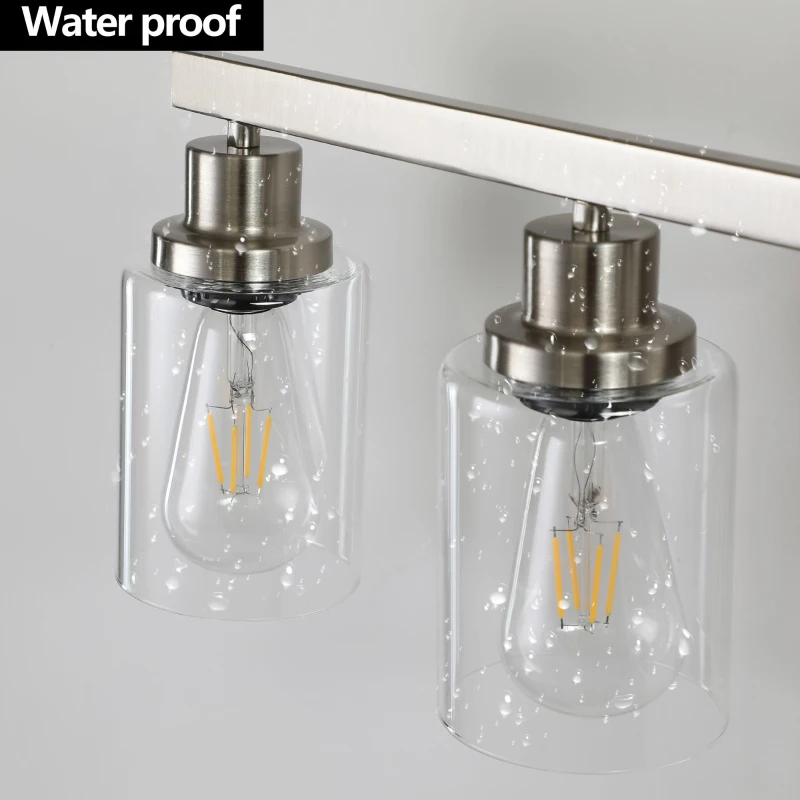 24" Modern 4-Light Bathroom Vanity Light Fixture with Clear Glass Shades, Easy Installation, Perfect for Mirror, Dressing Table, Brushed Nickel