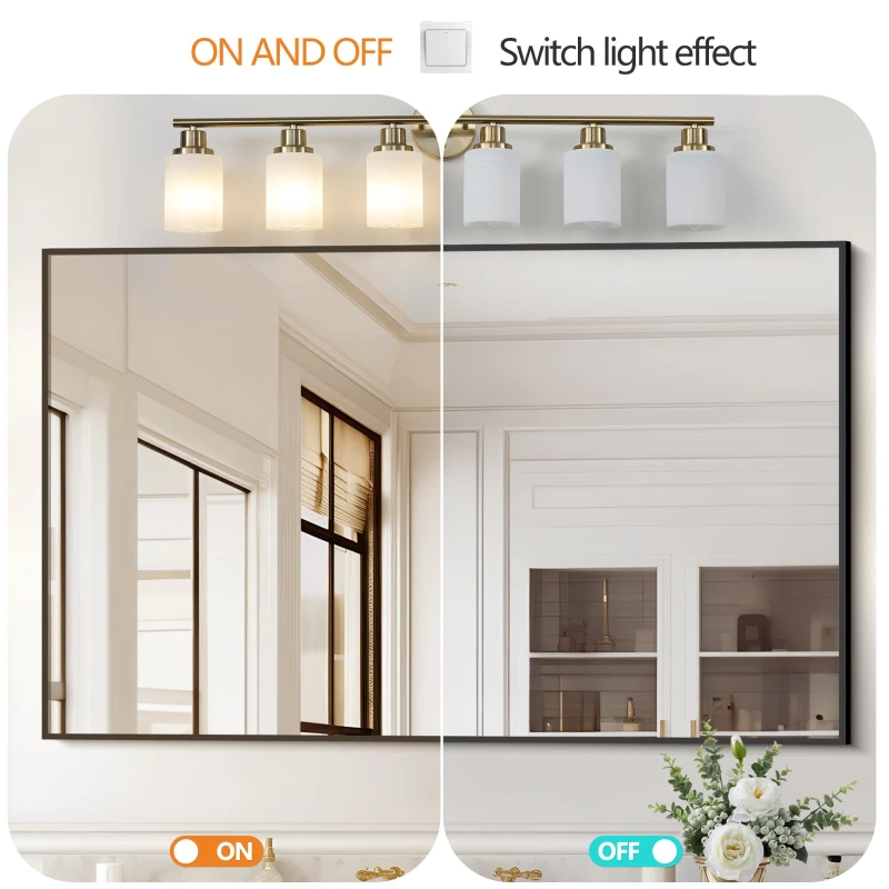 38.5" Modern 6-Light Vanity Wall Sconce with Frosted Glass Shades, Golden Finish, Easy Installation, 38.5" L x 6.5" W x 10" H, Gold