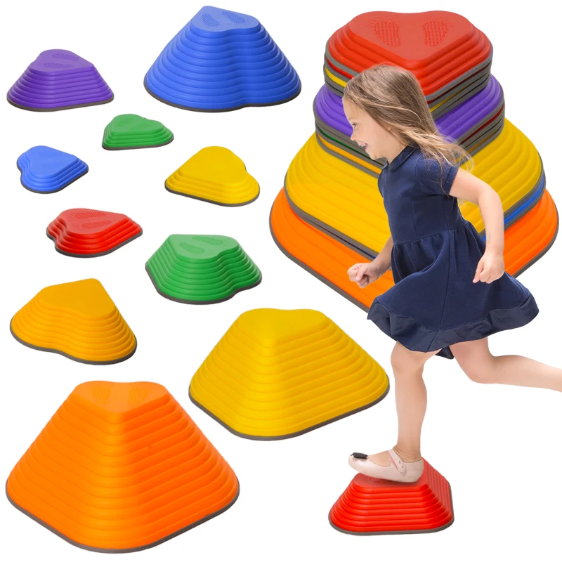 Qaba 11PCs Non-Slip Stackable Kids Stepping Stones, Heart-Shaped