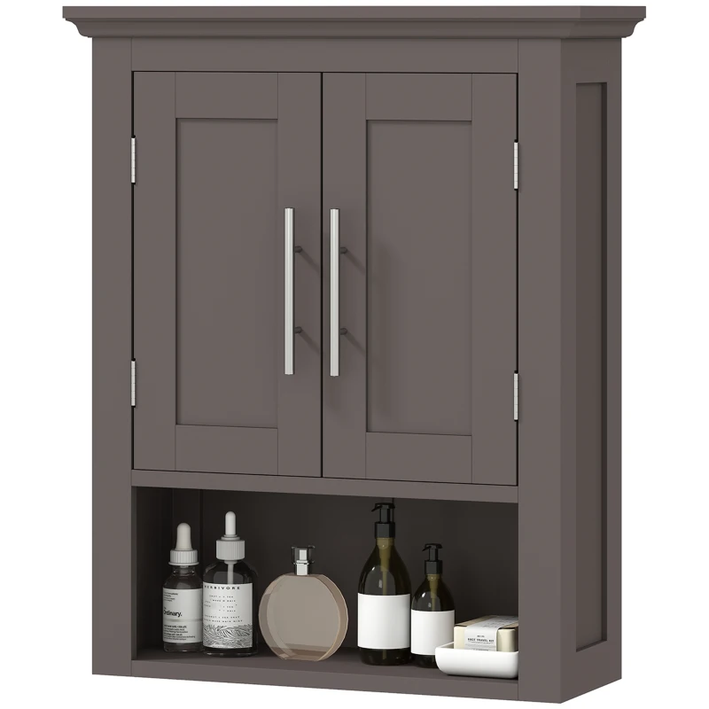 kleankin Bathroom Wall Cabinet, Medicine Cabinet, Toilet Storage Cabinet with Shelf for Living Room and Entryway, Brown