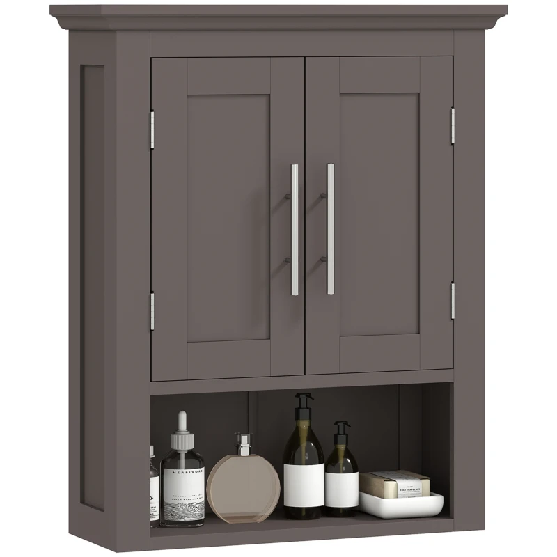 kleankin Bathroom Wall Cabinet, Medicine Cabinet, Toilet Storage Cabinet with Shelf for Living Room and Entryway, Brown