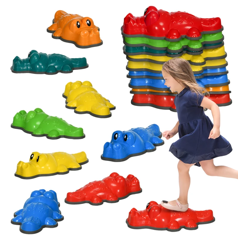 Outsunny 9Pcs Balance Stepping Stones with Anti-slip Edge, Obstacle Course Indoor Outdoor Play Equipment Toys, Stackable