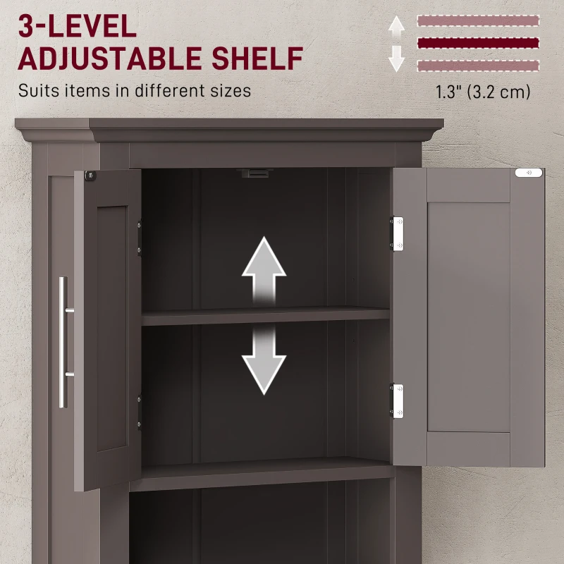 kleankin Bathroom Wall Cabinet, Medicine Cabinet, Toilet Storage Cabinet with Shelf for Living Room and Entryway, Brown