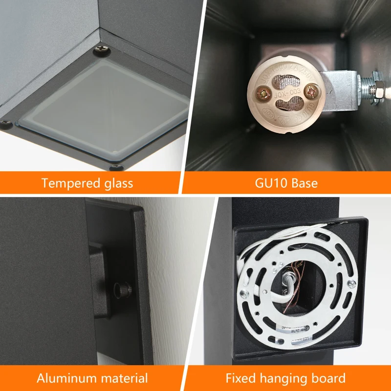 2-Pack Outdoor Wall Sconce with Weatherproof, Modern Up and Down Wall Light Fixture, Ideal for Porch, Patio, 3.5" L x 3.5" W x 12" H, Black