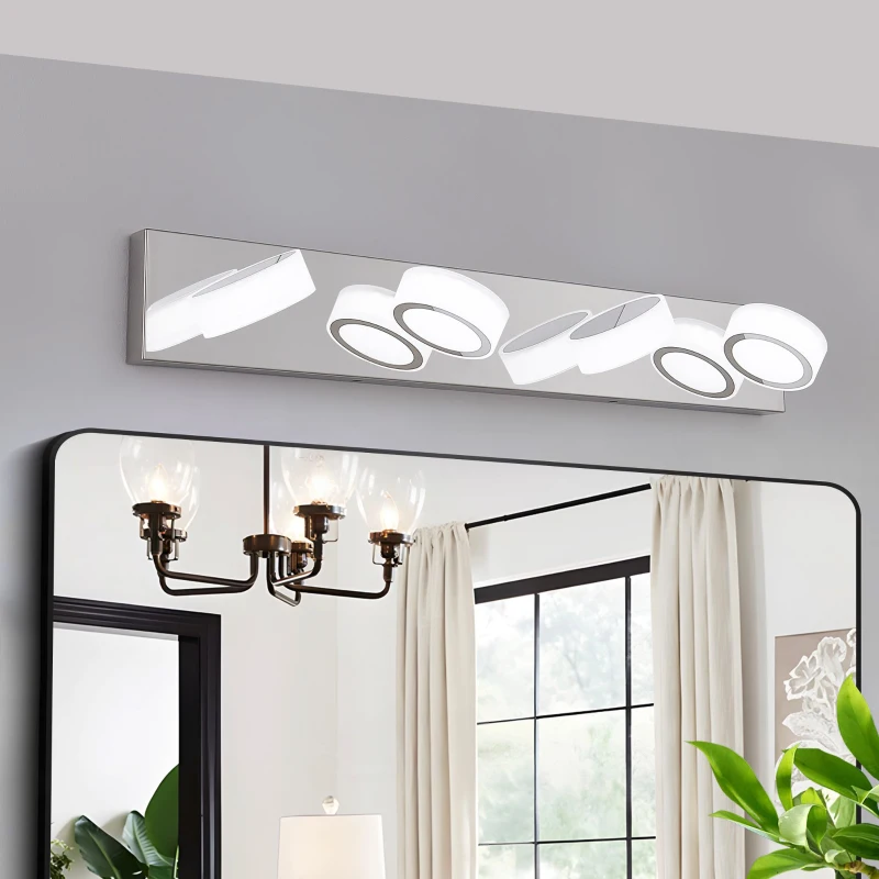 29" Modern 4-Light LED Vanity Light with Rotatable Design, Dimmable Chrome Bathroom Wall Fixture, 29" L x 5" W x 4.5" H, Chrome