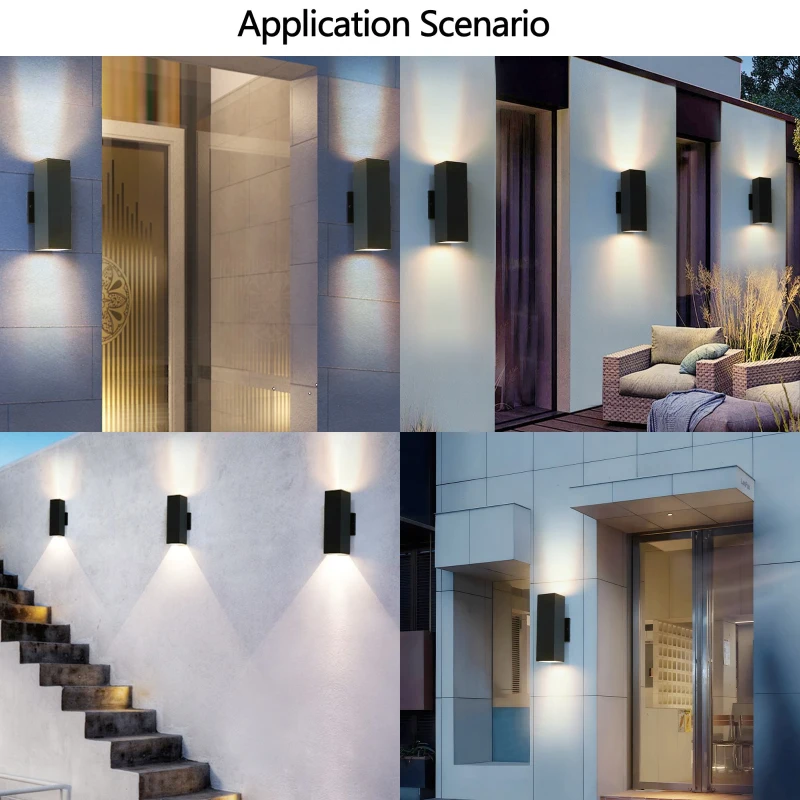 2-Pack Outdoor Wall Sconce with Weatherproof, Modern Up and Down Wall Light Fixture, Ideal for Porch, Patio, 3.5" L x 3.5" W x 12" H, Black