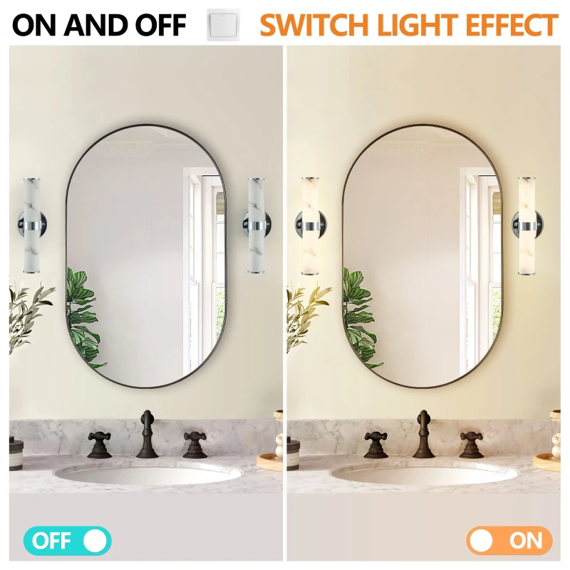 Set of 2 Resin Imitation Marble Wall Sconce, Modern Vertical Light Fixture for Bathrooms, Hallways, Bedrooms, 5" L x 5.5" W x 14" H, Silver