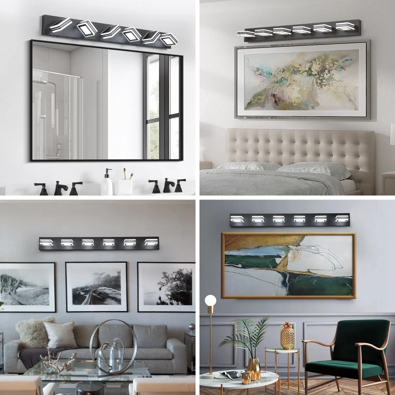 40" Modern 6-Light LED Vanity Light with Dimmable Function, Sleek Bathroom Wall Fixture, Energy-Efficient, 40.5" L x 4.5" W x 5" H, Black