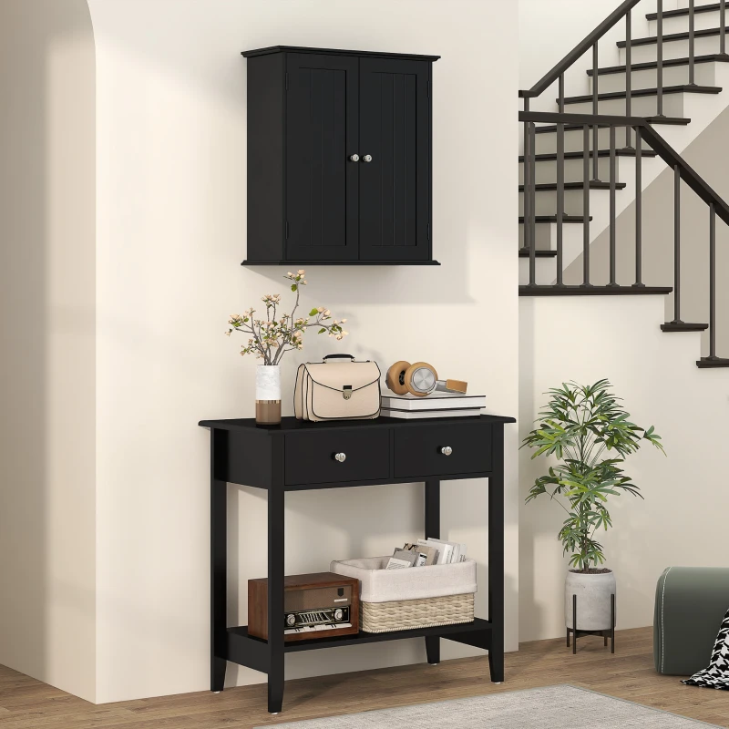 HOMCOM Bathroom Medicine Cabinet, Wall Cabinet with 2 Doors and Adjustable Shelf, Space Saver Over Toilet Cabinet