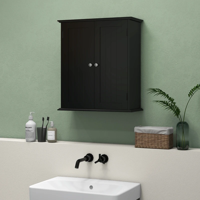 HOMCOM Bathroom Medicine Cabinet, Wall Cabinet with 2 Doors and Adjustable Shelf, Space Saver Over Toilet Cabinet