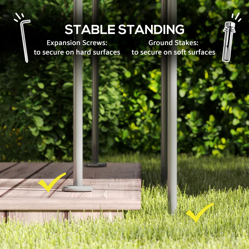 Outsunny 10' x 13' Double Roof Patio Gazebo, Outdoor Gazebo with Curtains, for Garden, Lawn, Backyard and Deck, Dark Grey