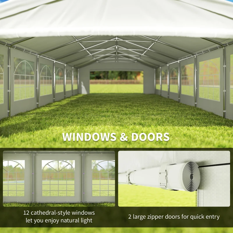 Outsunny 20 x 40 ft Heavy Duty Party Tent Outdoor Gazebo Wedding Tent Event Shelter Carport BBQ with Removable Sidewalls & Windows, Outside Waterproof Canopy for Parties, White