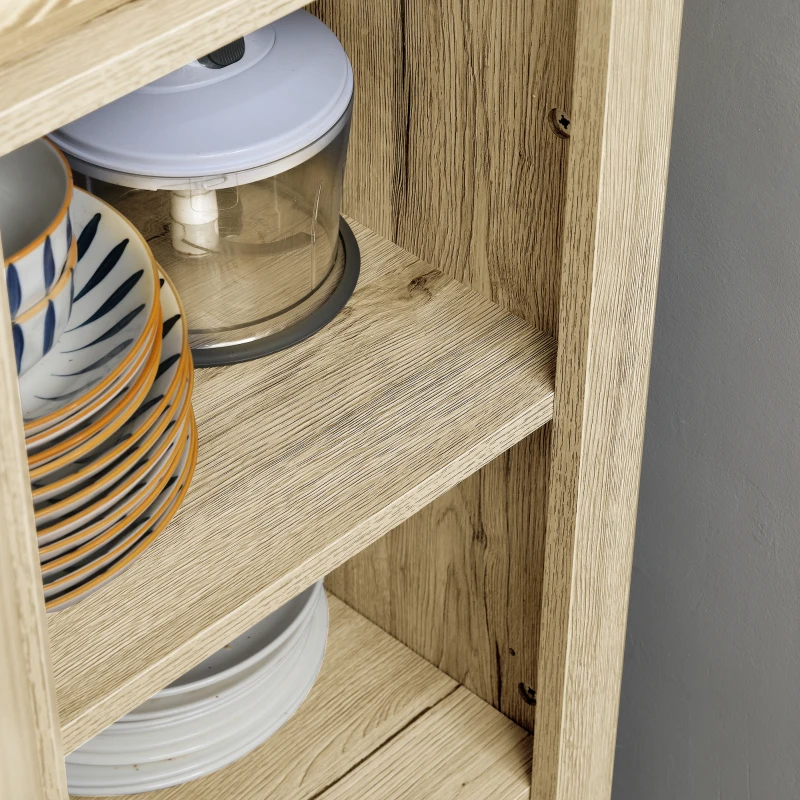 HOMCOM 48" Farmhouse Kitchen Pantry Storage Cabinet with Barn Door, Kitchen Pantry Cabinet with Adjustable Shelves, Natural