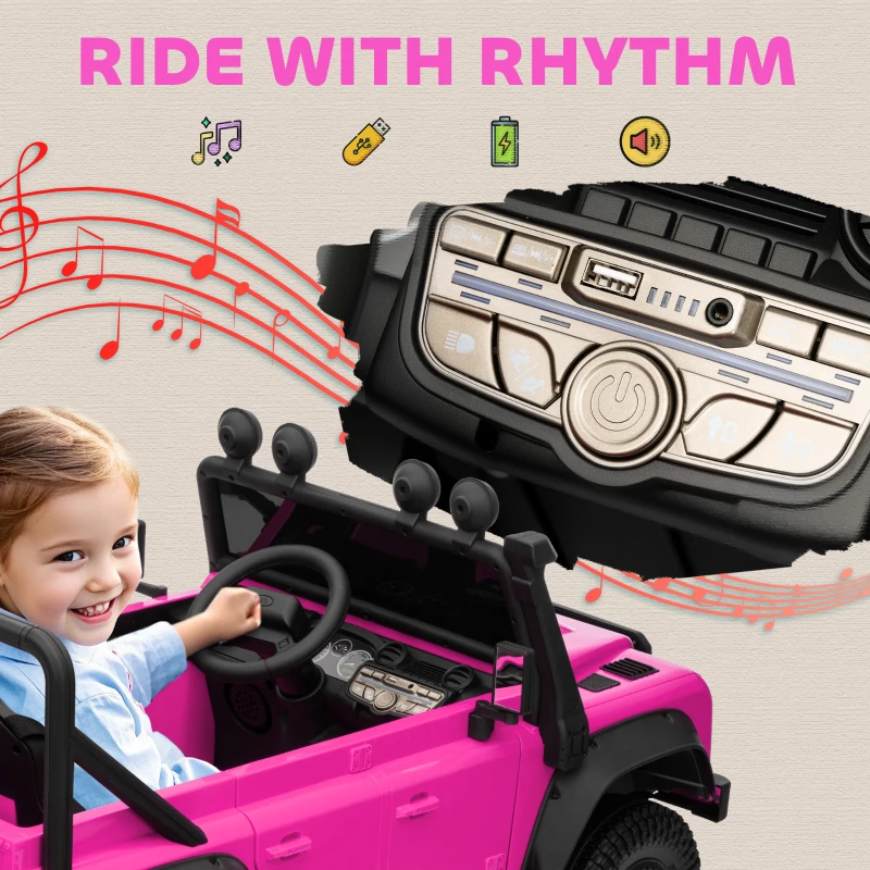 Qaba Land Rover Licensed Electric Car for Kids with Remote Control, Dual Motors, Spring Suspension, LED Lights, Pink