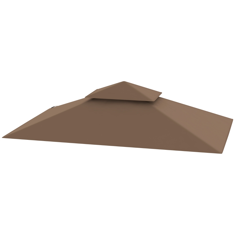 Outsunny 5' x 8' Grill Gazebo Canopy Replacement Cover Only, UPF50+ Double Tiered BBQ Gazebo Roof, Brown