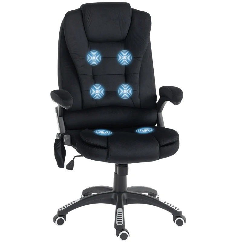 Vinsetto 6 Point Vibrating Massage Office Chair High Back Executive Chair with Reclining Back, Swivel Wheels, Black