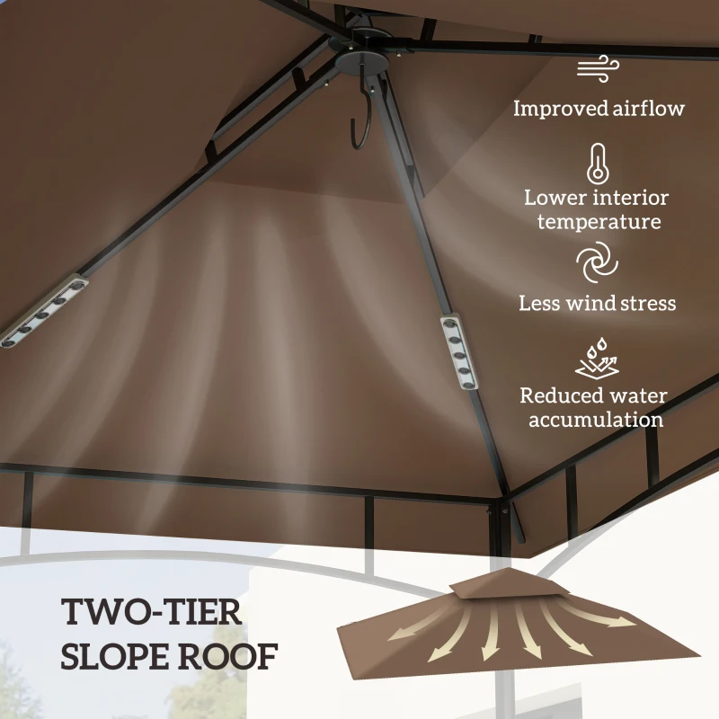 Outsunny 5' x 8' Grill Gazebo Canopy Replacement Cover Only,  UPF50+ Double Tiered BBQ Gazebo Roof, Brown