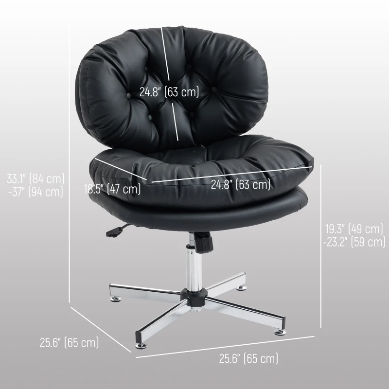 HOMCOM Computer Desk Chair, Armless Office Chair with Wide Padded Seat and Adjustable Height, Black
