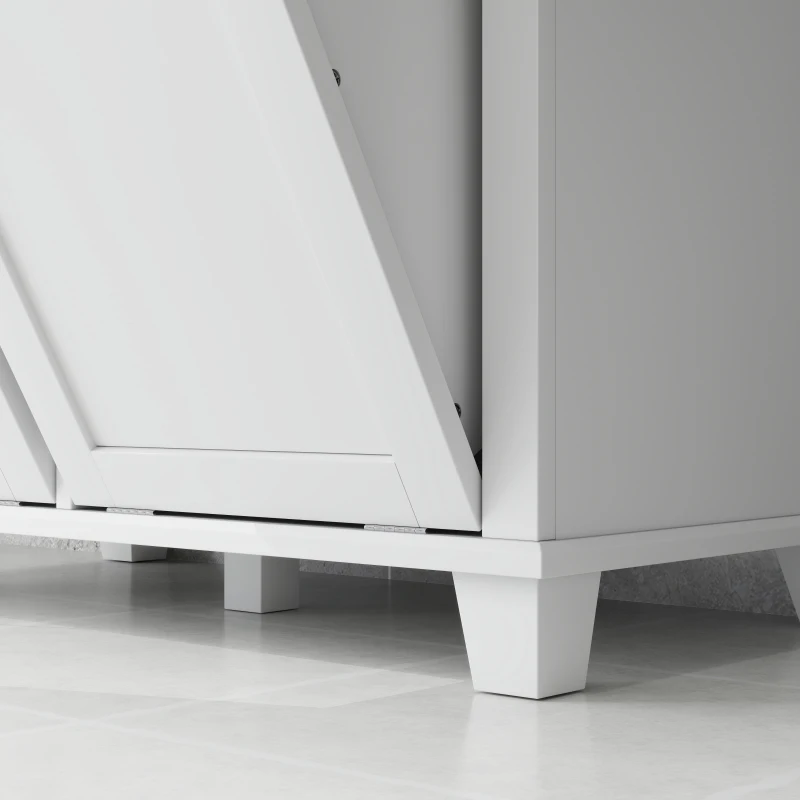 HOMCOM Dual Tilt out Laundry Hamper Cabinet, Bathroom Storage Cabinet with 2-Compartment Hamper, Modern Bathroom Floor Cabinet for Washroom, White(m-9)