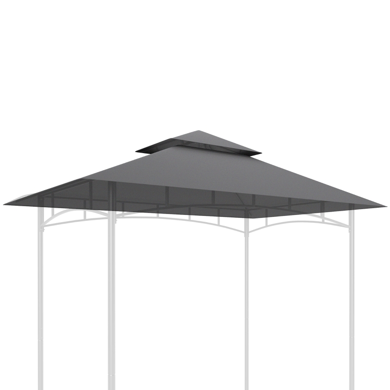Outsunny BBQ Gazebo Canopy Replacement Roof, 5' x 8' Grill Gazebo Roof with UPF50+ Double Tiered Top Cover, Dark Grey