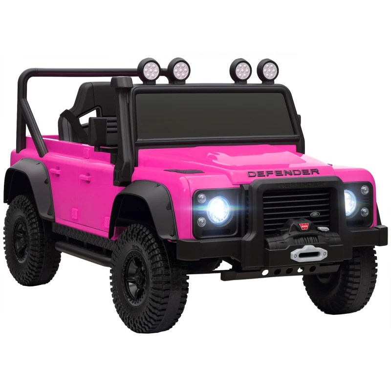 Qaba Land Rover Licensed Electric Car for Kids with Remote Control, Dual Motors, Spring Suspension, LED Lights, Pink