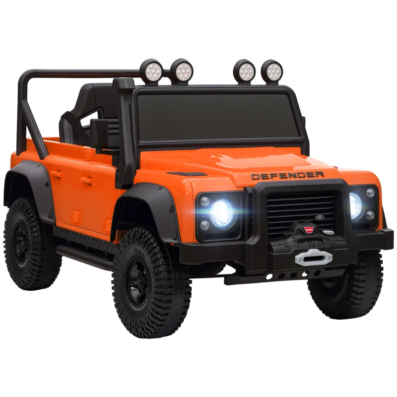 Qaba Land Rover Licensed Electric Car for Kids with Remote Control, Dual Motors, Spring Suspension, LED Lights, Orange