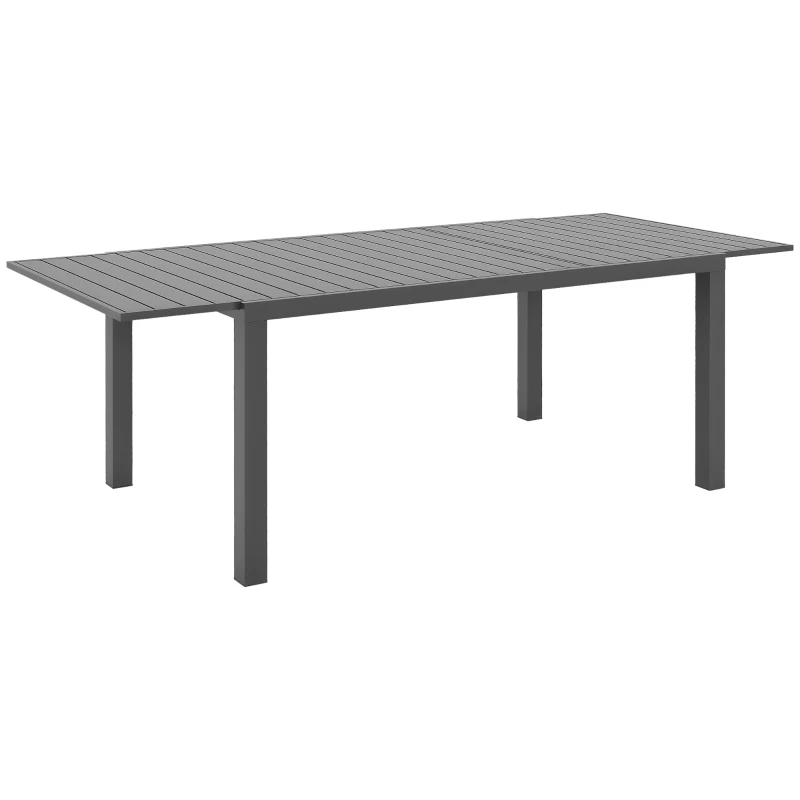 Outsunny Aluminum Outdoor Dining Table for 6-8 People, Expandable Patio Table for Garden, Lawn, Balcony, Charcoal Grey