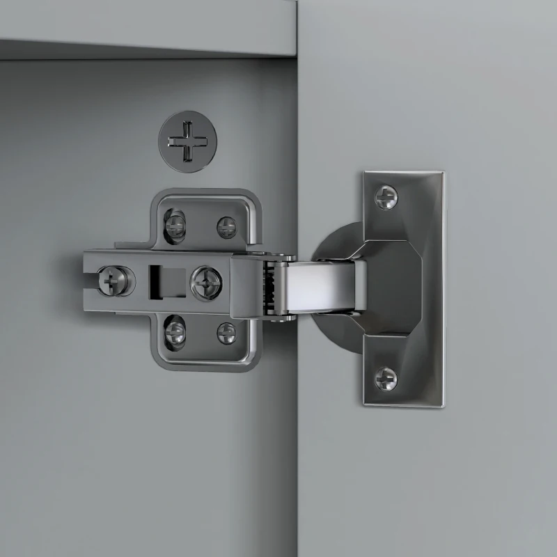 kleankin 35" x 24" Wall Mounted Mirror Cabinet, Bathroom Medicine Cabinet with Mirror, 3 Doors and Adjustable Shelves, Grey