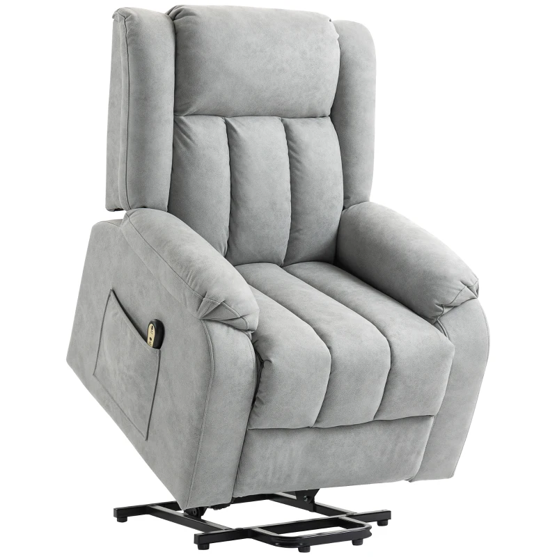 HOMCOM Lift Chair for Seniors, Microfibre Upholstered Electric Recliner Chair with Remote, Quick Assembly, Light Grey