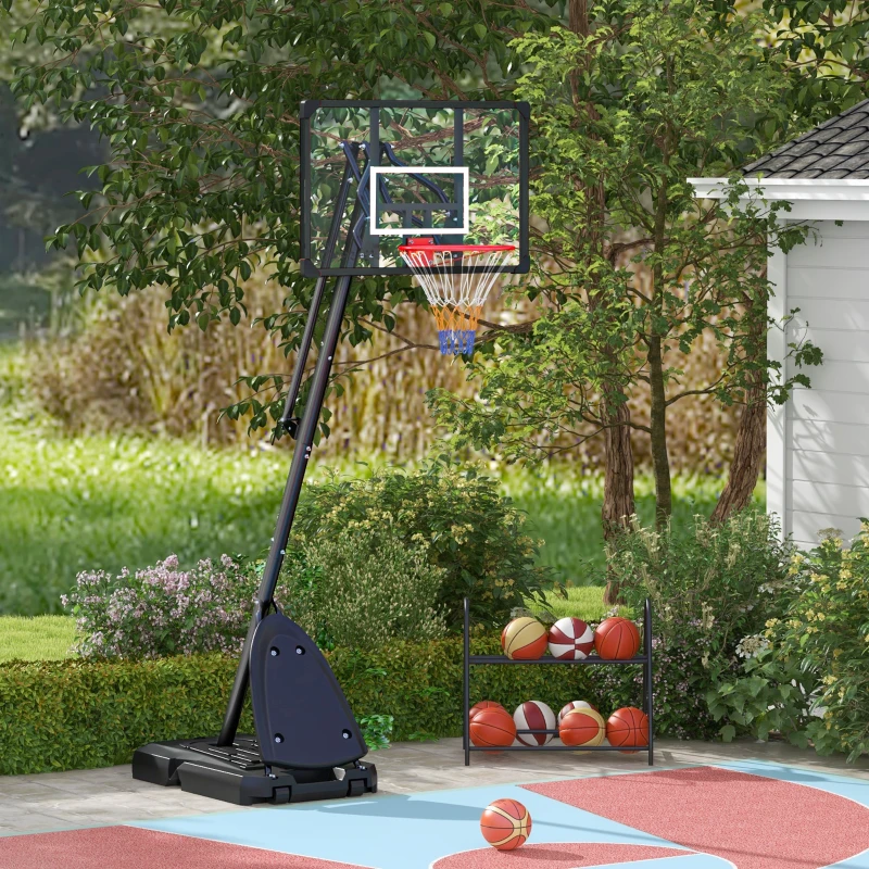 Soozier Outdoor Portable Basketball Hoop and Stand with Backboard Weighted Base Wheels, 115.4"-137.8" Height Adjustable