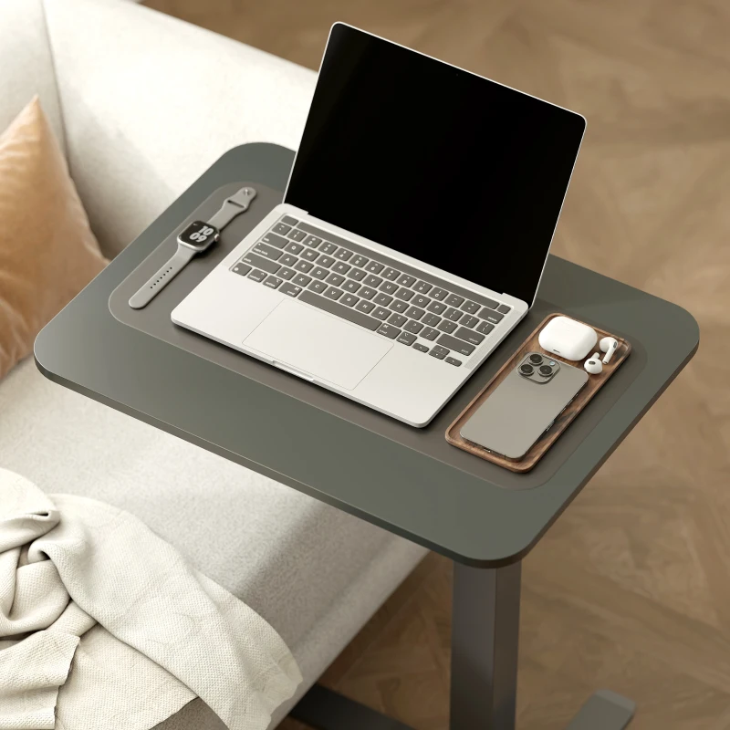 HOMCOM Pneumatic Standing Desk Adjustable Height, Mobile Stand Up Desk with Wheels, 43 Inch Portable Rolling Table, Black