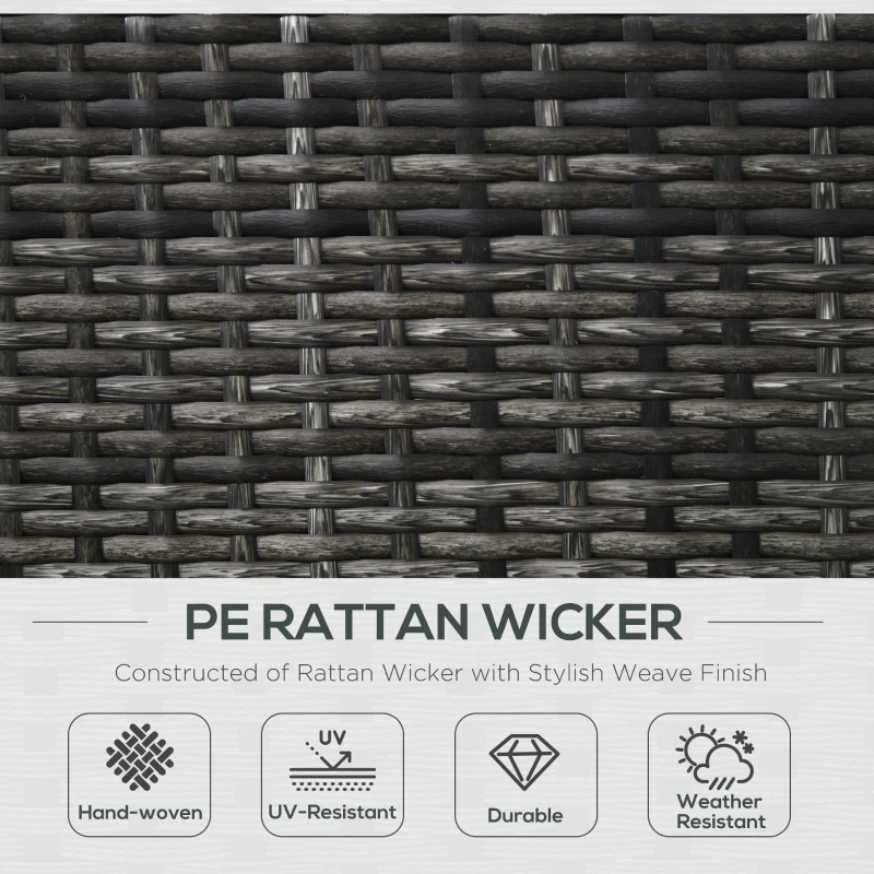 Outsunny Outdoor Rattan Sofa, Patio Wicker Armchair with Cushions for Garden, Balcony, Porch, Grey