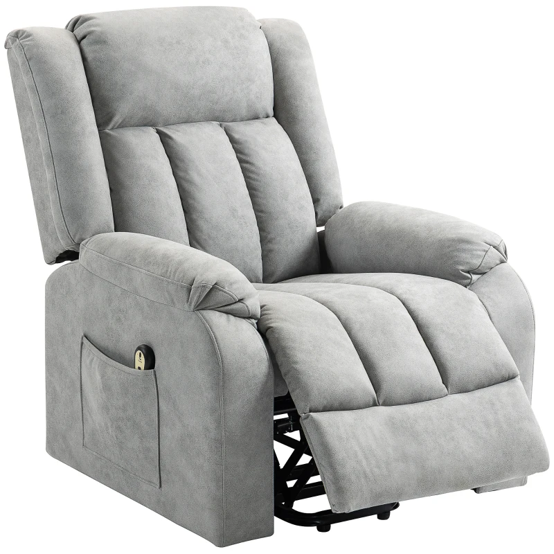 HOMCOM Lift Chair for Seniors, Microfibre Upholstered Electric Recliner Chair with Remote, Quick Assembly, Light Grey
