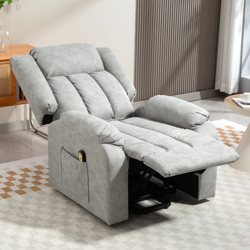 HOMCOM Lift Chair for Seniors, Microfibre Upholstered Electric Recliner Chair with Remote, Quick Assembly, Light Grey
