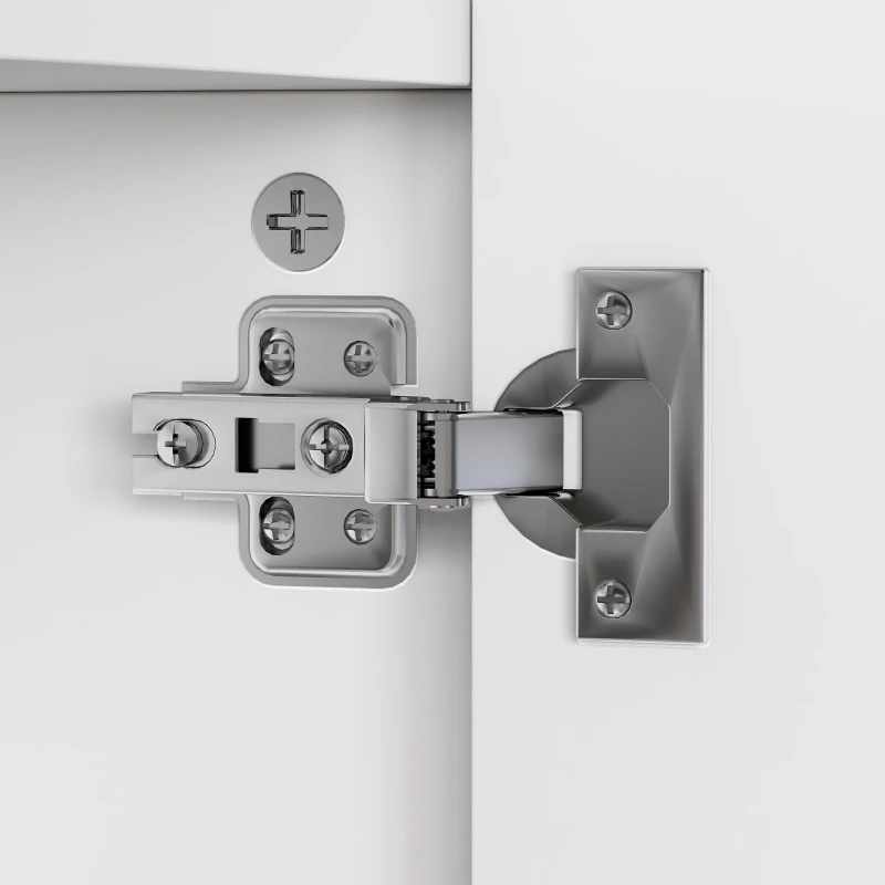 kleankin 35" x 24" Wall Mounted Mirror Cabinet, Bathroom Medicine Cabinet with Mirror, 3 Doors and Adjustable Shelves, White