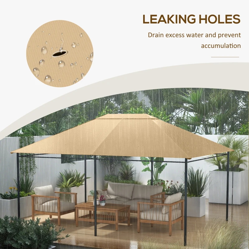 Outsunny 10' x 13' Gazebo Replacement Canopy Cover, Gazebo Roof Replacement (TOP COVER ONLY), Khaki
