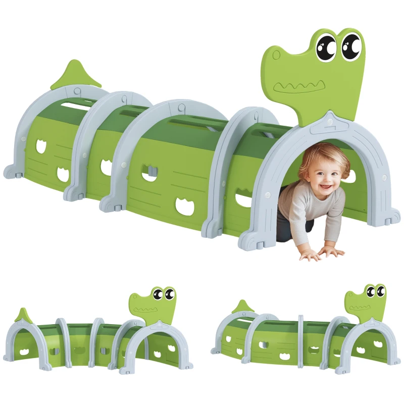 Qaba Crocodile Design Kids Play Tunnel for Kids to Crawl Through, 76" Long