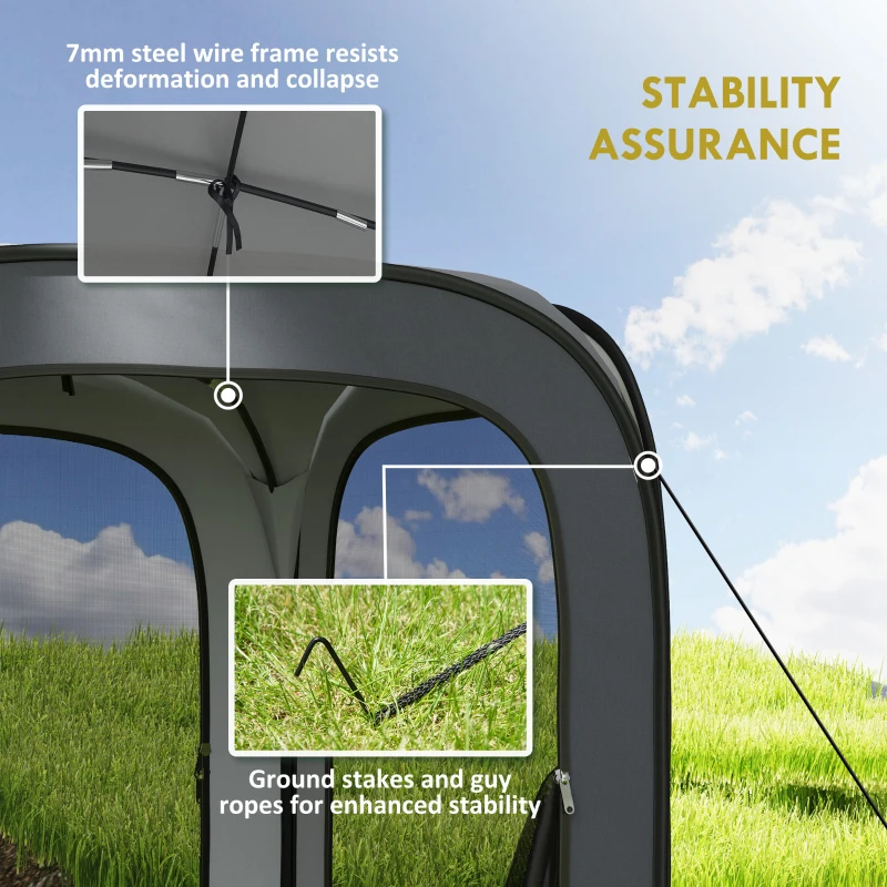Outsunny 6 x 6ft Pop Up Screen Tent, UPF50+ Portable Camping Gazebo Screen House with Carry Bag, Dark Gray