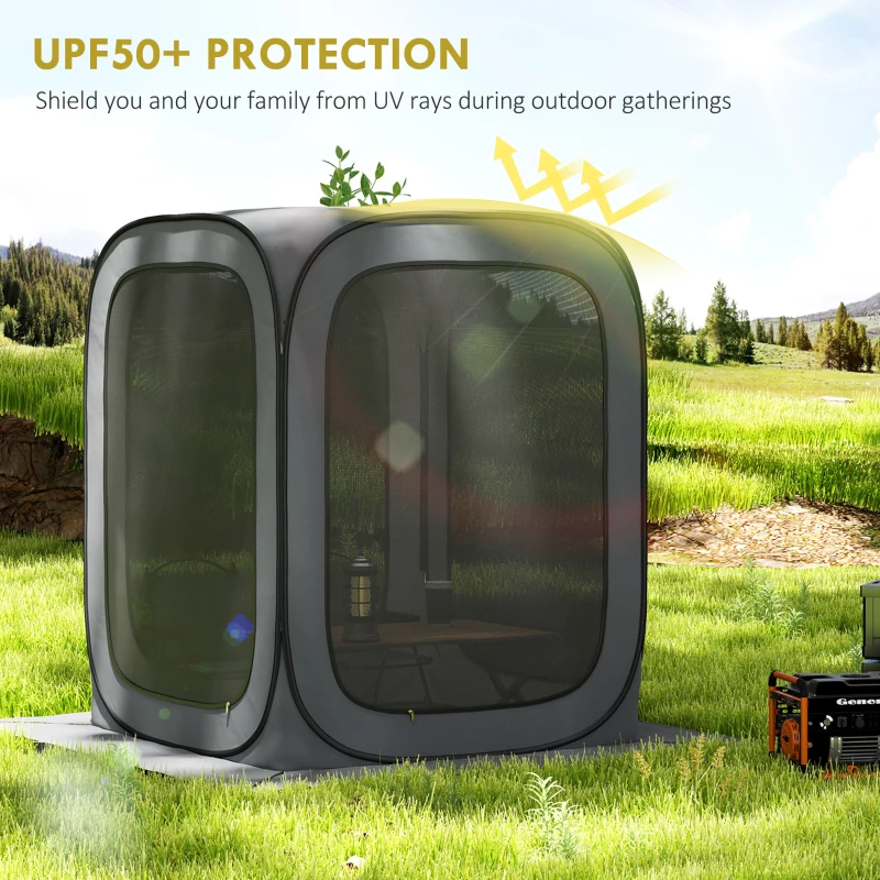 Outsunny 6 x 6ft Pop Up Screen Tent, UPF50+ Portable Camping Gazebo Screen House with Carry Bag, Dark Gray