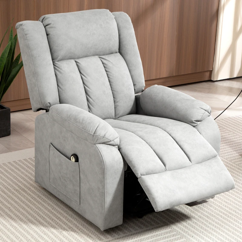 HOMCOM Lift Chair for Seniors, Microfibre Upholstered Electric Recliner Chair with Remote, Quick Assembly, Light Grey