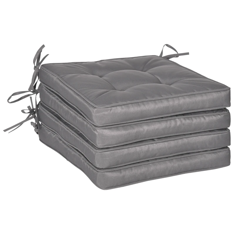 Outsunny Replacement Cushions for Rattan Furniture, 4 Piece Outdoor Seat Cushion Pad for Patio Set, Dark Grey