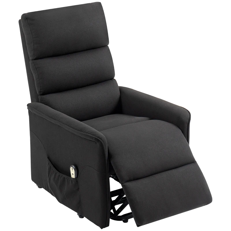 HOMCOM Lift Chair for Elderly, Power Chair Recliner with Remote Control, Side Pockets for Living Room, Black