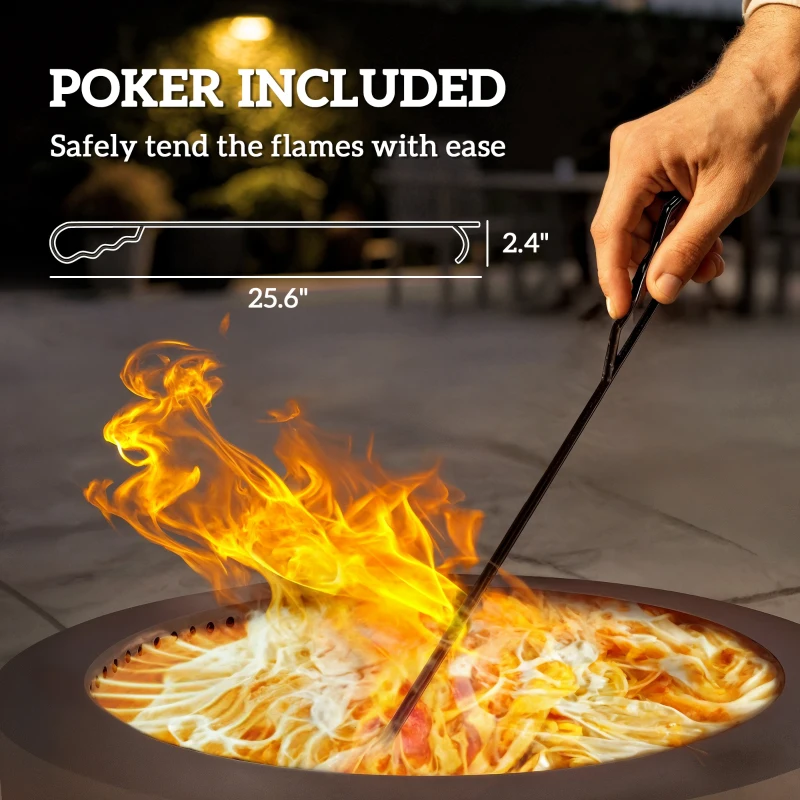Outsunny 2-in-1 Smokeless Fire Pit BBQ Grill Portable Camping Bonfire Stove with Poker, Steel, Bronze