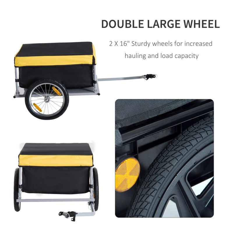 Aosom Bicycle Bike Cargo Trailer Garden Utility Cart Carrier Tool Yellow