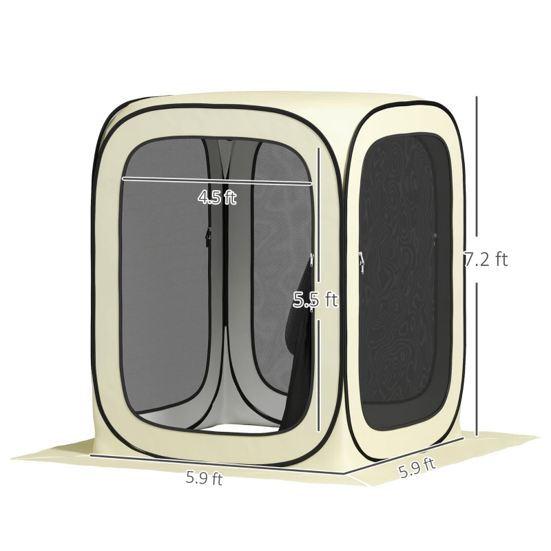 Outsunny 6 x 6ft Pop Up Screen Tent, UPF50+ Portable Camping Gazebo Screen House with Carry Bag, Beige