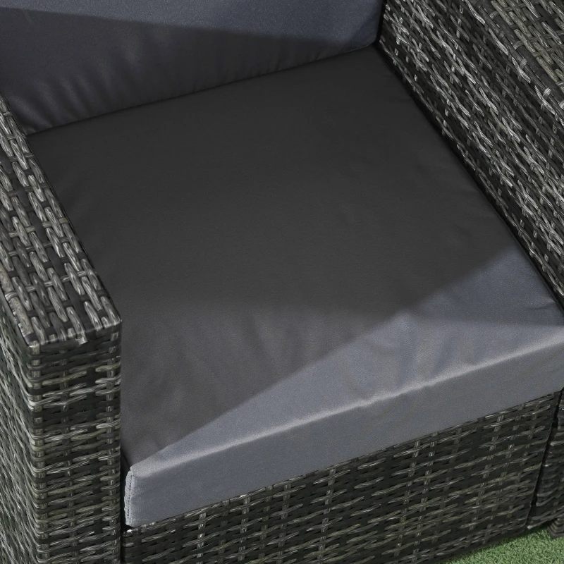 Outsunny Outdoor Rattan Sofa, Patio Wicker Armchair with Cushions for Garden, Balcony, Porch, Grey